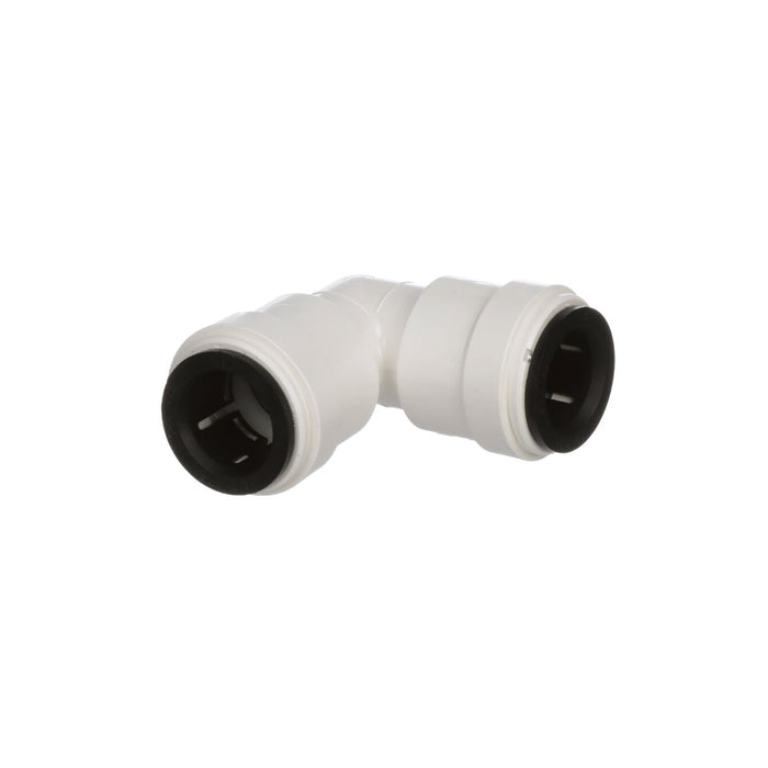 White Plastic Watts AquaLock 1/2" CTS 90-Degree Elbow RV Plumbing Fitting - Side Angle | United RV Parts