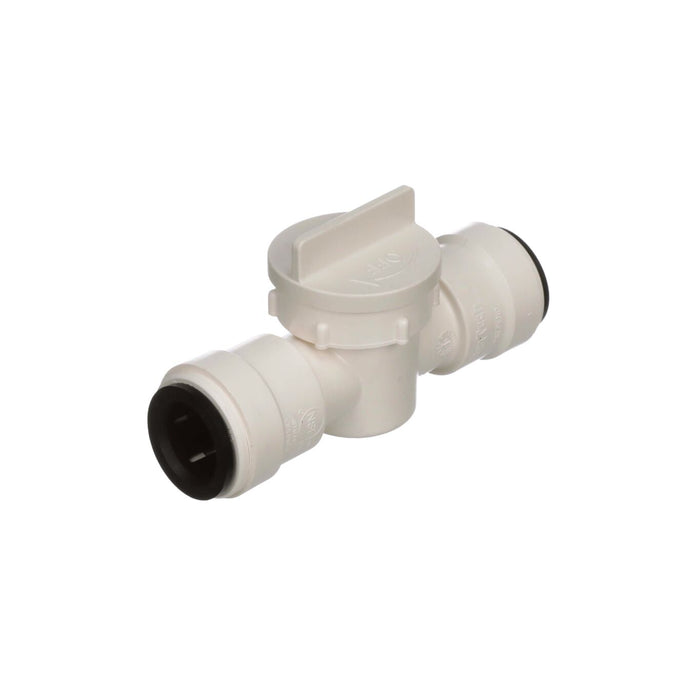 White Plastic Watts AquaLock 1/2 Inch CTS Straight Valve - Angled View | United RV Parts
