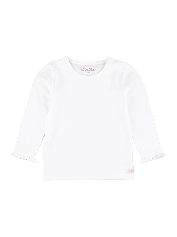 White Knit Long Sleeve Ruffle Top