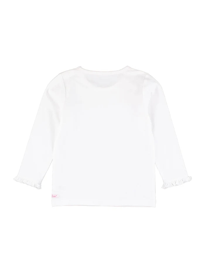 White Knit Long Sleeve Ruffle Top
