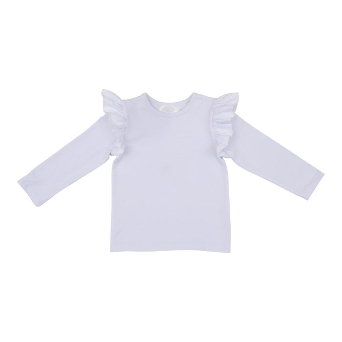 White L/S Ruffle Tee