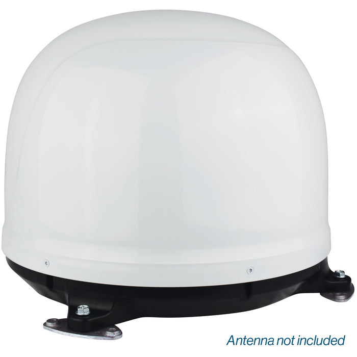 White Satellite Antenna on Roof Mount - Rear View | United RV Parts