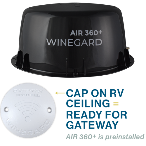 Black Winegard Air 360+ Antenna Cap RV Installation Diagram | United RV Parts
