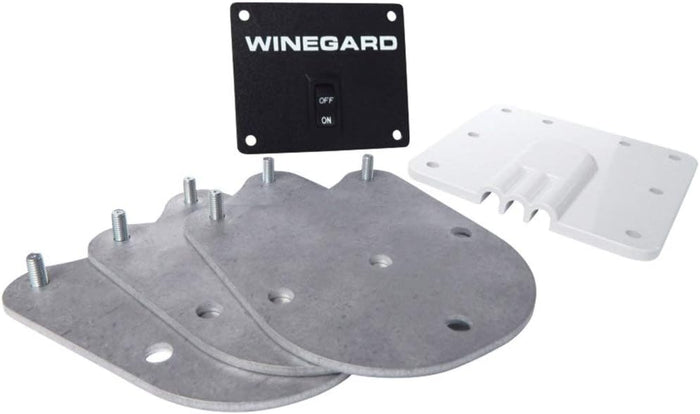 Winegard RK-2000 Roof Mount Kit Complete Set with Metal Plates, Switch Panel, and Bracket - Flat Lay | United RV Parts