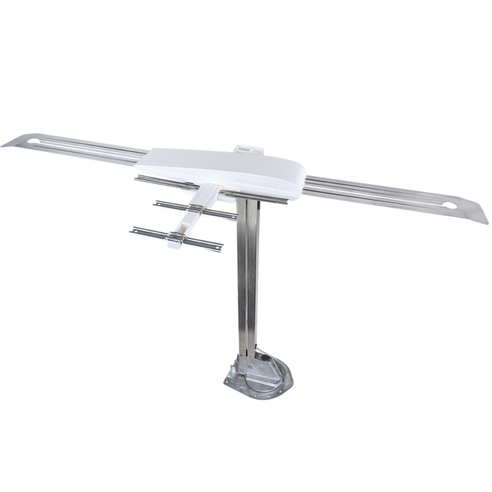 White Winegard Sensar IV RV TV Antenna with Wingman - Side View | United RV Parts