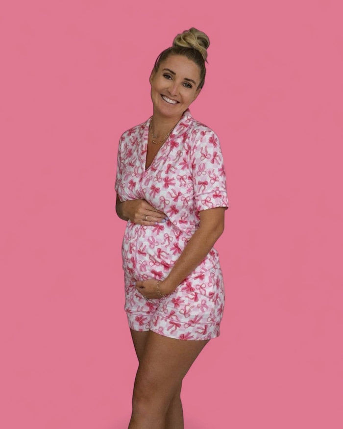 Women's Bow Checkered Charm Dream Short Set