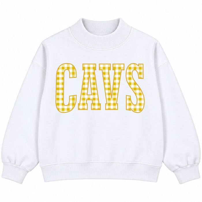YOUTH CAVS Yellow Gingham Mock Neck Sweatshirt