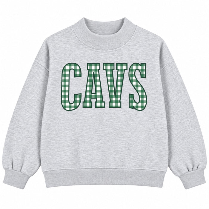 YOUTH Green Gingham Mock Neck Sweatshirt